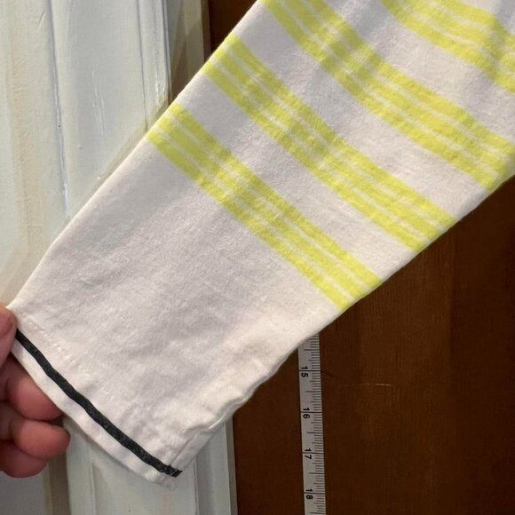 🐻Size S - Gap - White and Yellow Striped 3/4 Sleeve Knit Pullover - Picture 3 of 6